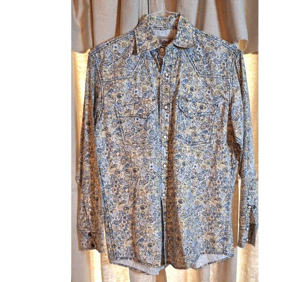 Rafter C Paisley Pearl Snap Mens Western Cowboy Collection Shirt Size M - Picture 1 of 9